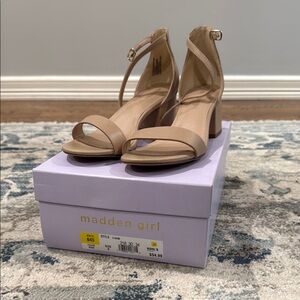 Madden Girl Women's Tan Ankle Strap Heels